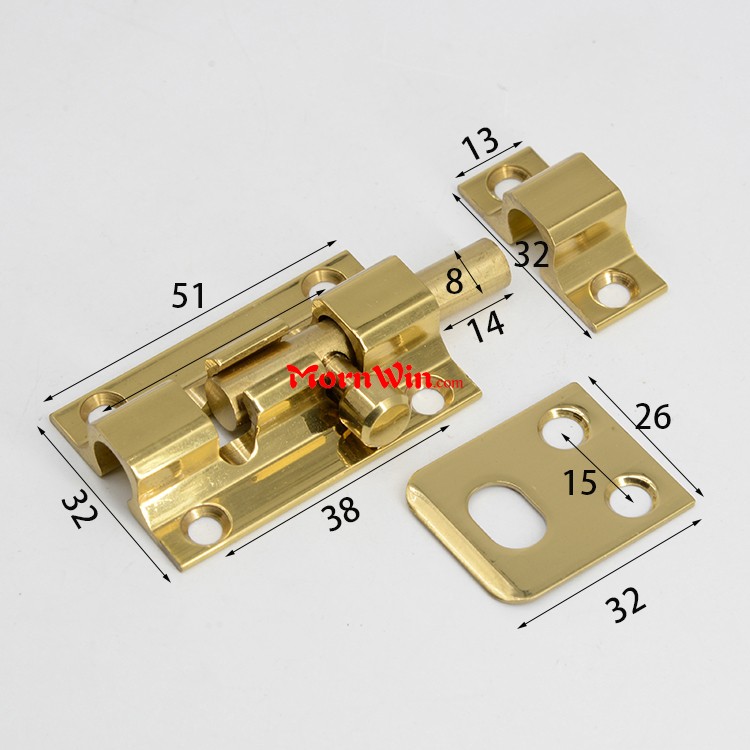 2 3 4 inch Solid Brass Door Latch Bolt With Screws Slide Barrel