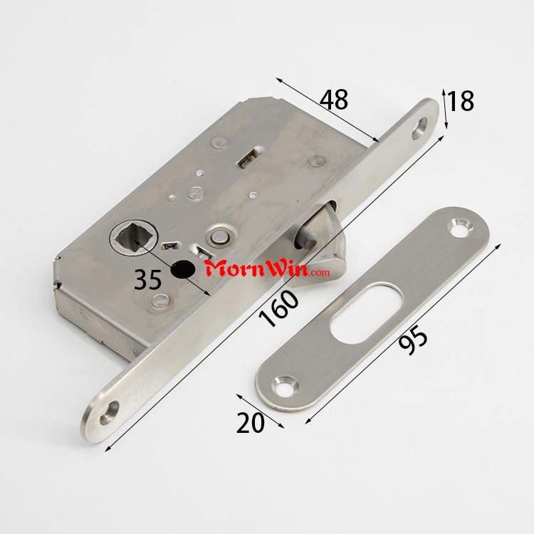 35mm backset stainless steel Mortise sliding door hook lock