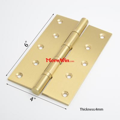 6 inch Solid Brass Ball Bearing Heavy Duty Satin Brass Door Hinge