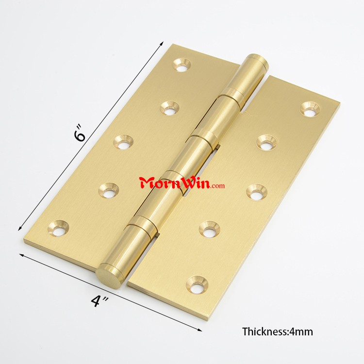 6 inch Solid Brass Ball Bearing Heavy Duty Satin Brass Door Hinge