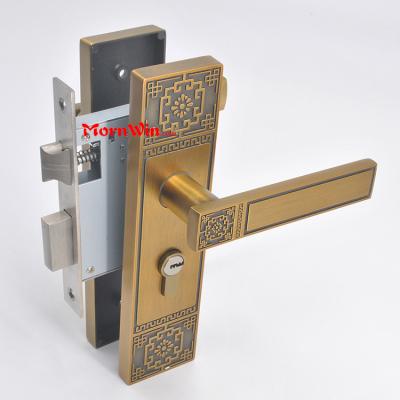 Antique european style zinc alloy fancy lever handle bathroom mortise lock