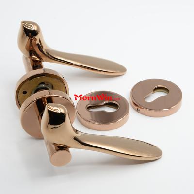 Bird design polished rose gold brass door rosette handle