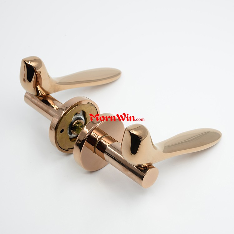 Bird design polished rose gold brass door rosette handle