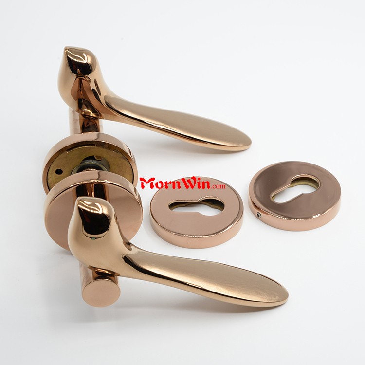 Bird design polished rose gold brass door rosette handle