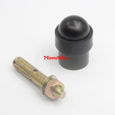 Black 304 Stainless Steel Floor Mounted Cylinder Round Door Stopper