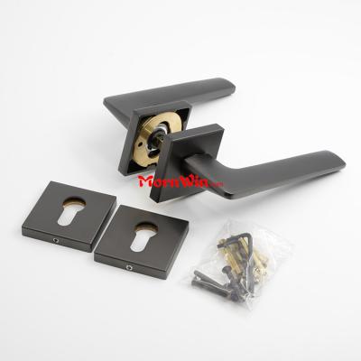 Black Brass interior wood door handle set lever lock mortise lock door handle