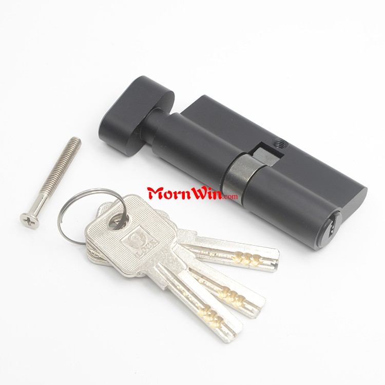 Black Euro profile brass lock cylinder with thumb turn