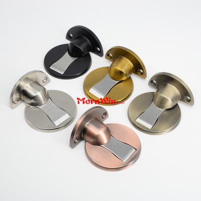 Black Magnetic Zinc Alloy Door Stopper Floor Mounted Safety Catch