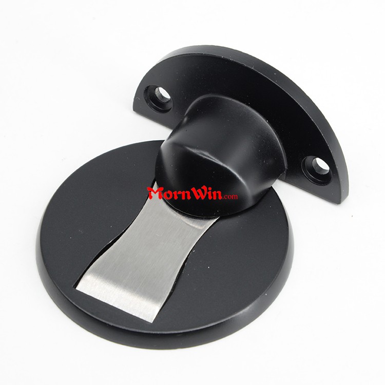 Black Magnetic Zinc Alloy Door Stopper Floor Mounted Safety Catch