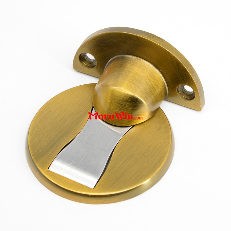 Black Magnetic Zinc Alloy Door Stopper Floor Mounted Safety Catch