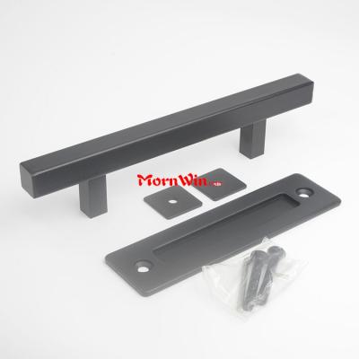 Black Square Flush Pull Barn Door Hardware Handle