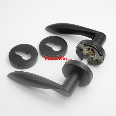 Black Stainless Steel Solid Mortise Interior Lever Door Handles