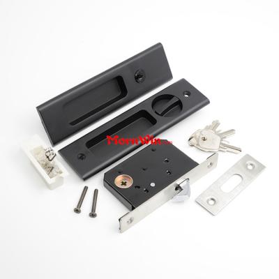 Black Zinc alloy Sliding door lockset square hook lock pocket lock