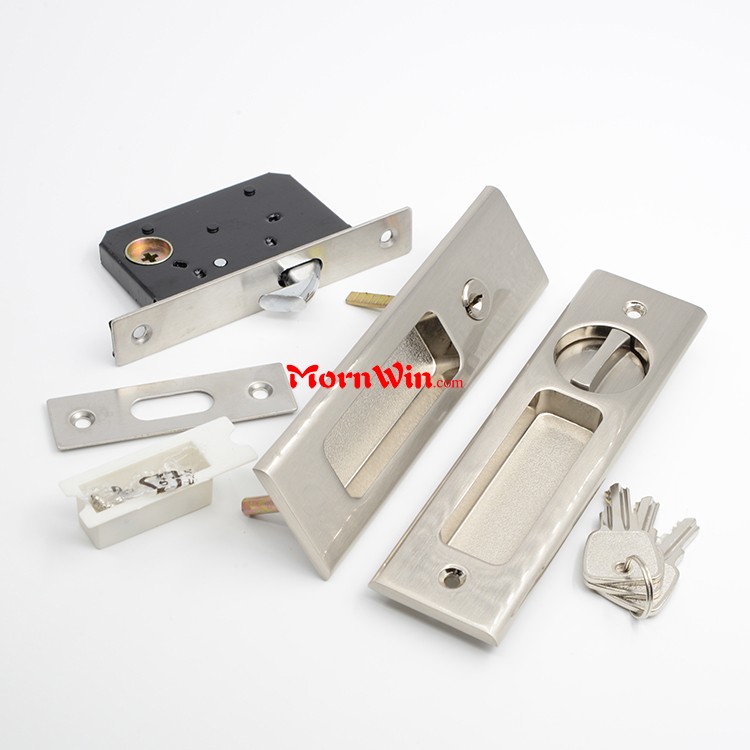 Black Zinc alloy Sliding door lockset square hook lock pocket lock