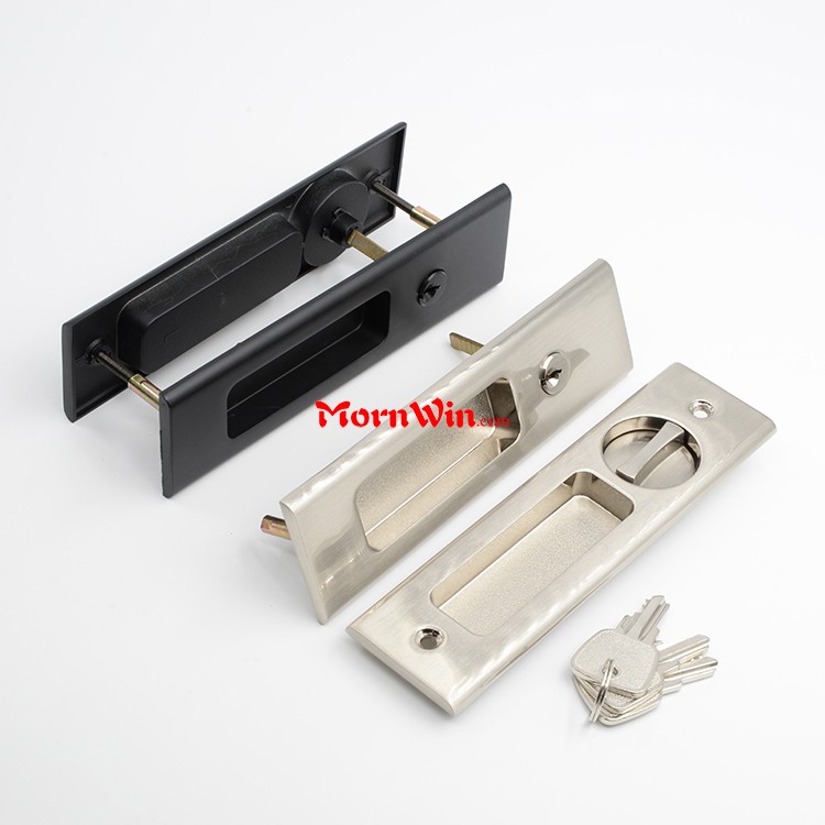 Black Zinc alloy Sliding door lockset square hook lock pocket lock