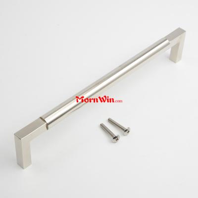 Brushed Nickel Cabinet Brass Round Bar Kitchen Drawer Square Pull Handle