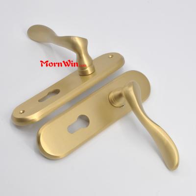 China Factory Golden Door Lock Handle Brass Door Plate Handles