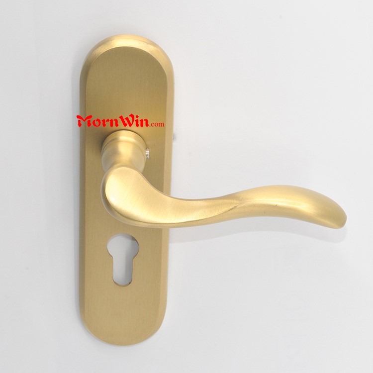 China Factory Golden Door Lock Handle Brass Door Plate Handles