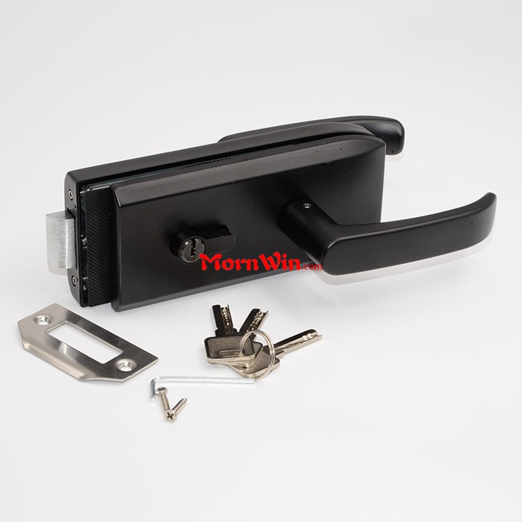 China Factory Price Black Frameless Glass Door Lock with Lever Handle