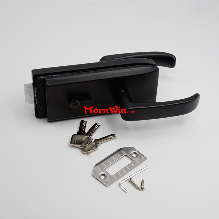China Factory Price Black Frameless Glass Door Lock with Lever Handle
