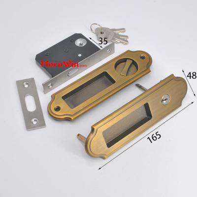Classical style Invisible wooden bar door sliding zinc alloy door lock with key