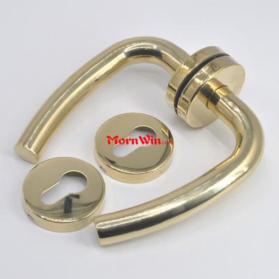 Curved Polished Stainless Steel 304 Bend Door Handle Lock on Rose 