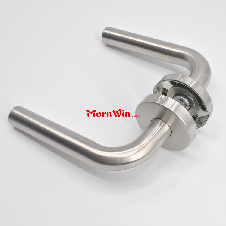 Curved Satin Polished Stainless Steel Hollow Lever Door Handle 