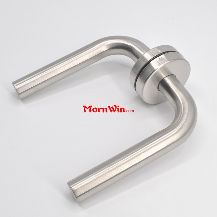 Curved Satin Polished Stainless Steel Hollow Lever Door Handle 