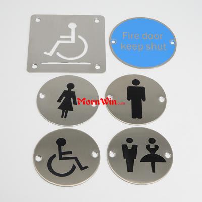 Customized Stainless steel toilet Restroom washroom door metal sign plate