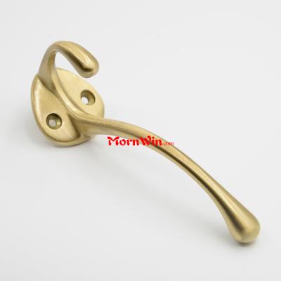 Double Prong Hook Wall Mounted Brass Modern Hanging Coat Hooks