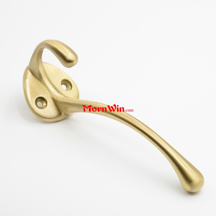 Double Prong Hook Wall Mounted Brass Modern Hanging Coat Hooks