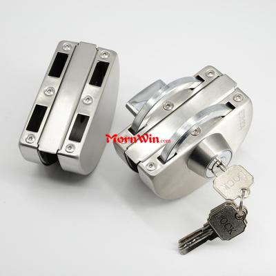 Durable Stainless Steel Frameless Double sides Glass Door Lock With Keys
