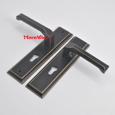 European style black door lock brass door handle plate
