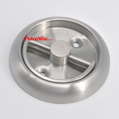 Flush stainless steel door pull handle with pull ring