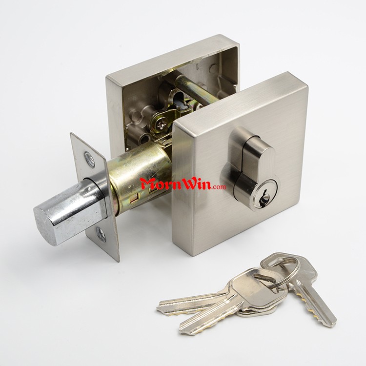 Heavy Duty Satin Nickel Zinc Alloy Square Door Lock Deadbolt