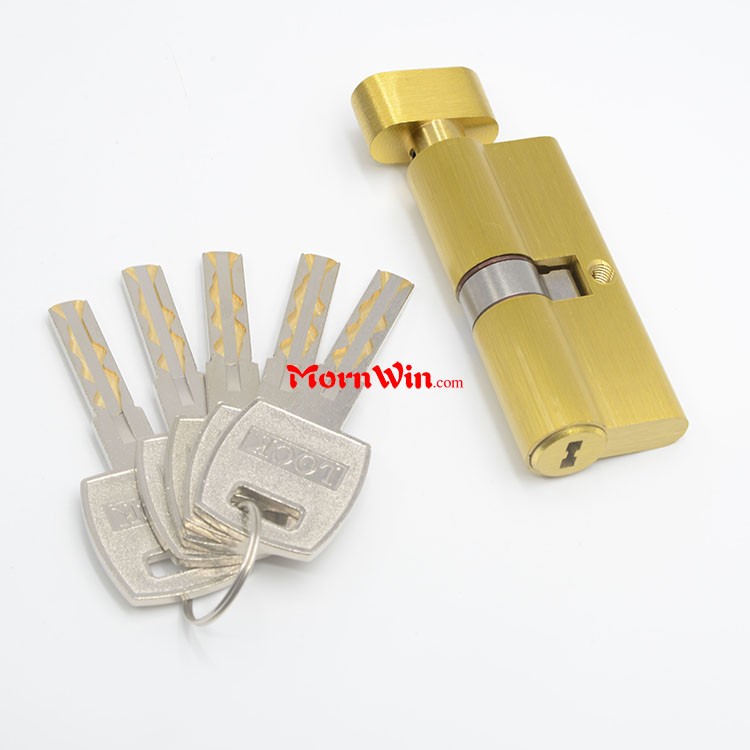 High Security Gold Brass Door Cylinder With 5 Computer Keys