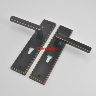 High quality brass lever door handle on plate