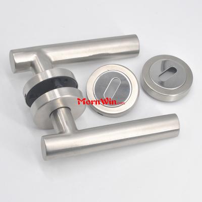 Latest stainless steel fireproof tube lever black square rose door handle
