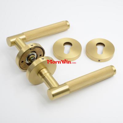 Luxury Solid Brass Knurled Lever Door Handle