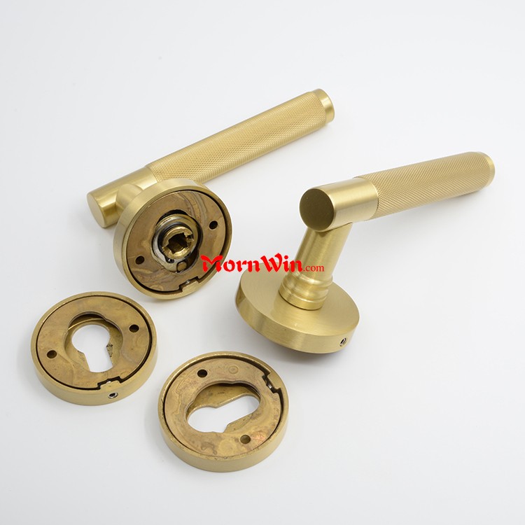 Luxury Solid Brass Knurled Lever Door Handle