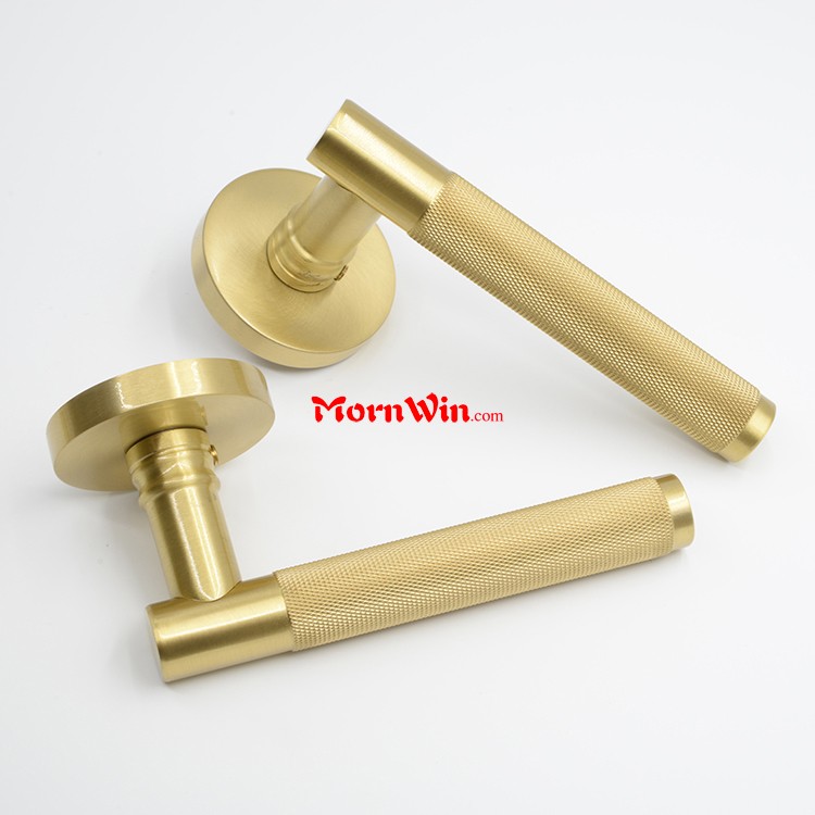 Luxury Solid Brass Knurled Lever Door Handle