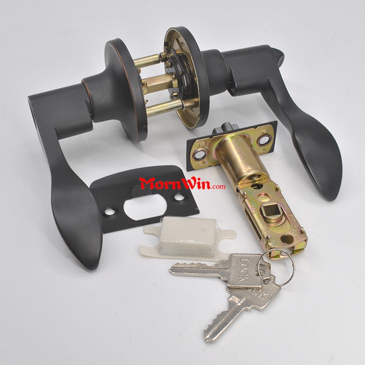 ORB Black passage door handles lever action lock tubular lever