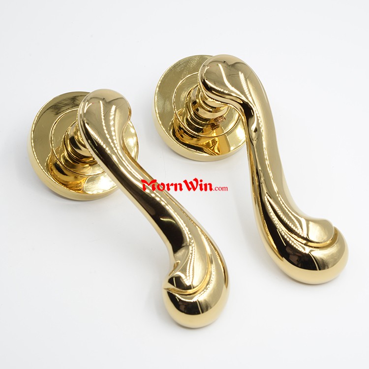 Polished Brass Door Handle Office Hotel Door Lever Brass Handle