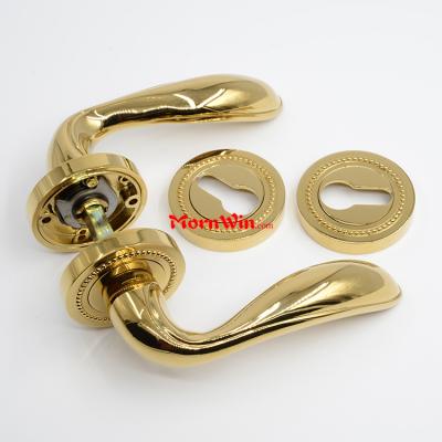 Polished Brass Gold Knurled Handle Solid Brass Door Lock Handle