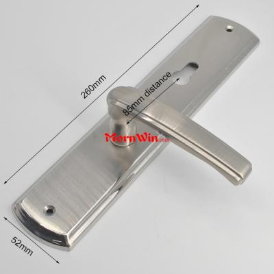 SUS304 Long Plate Stainless Steel Door Lever Handle on 85mm Plate