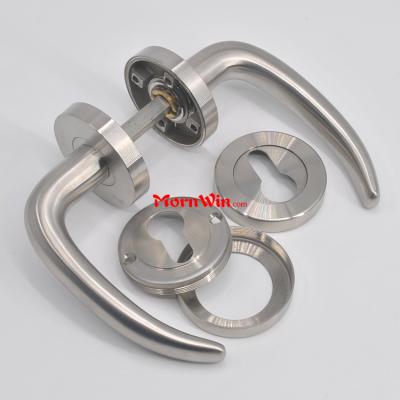 Solid Stainless Steel Lever type door Handle with Screw Escutcheon