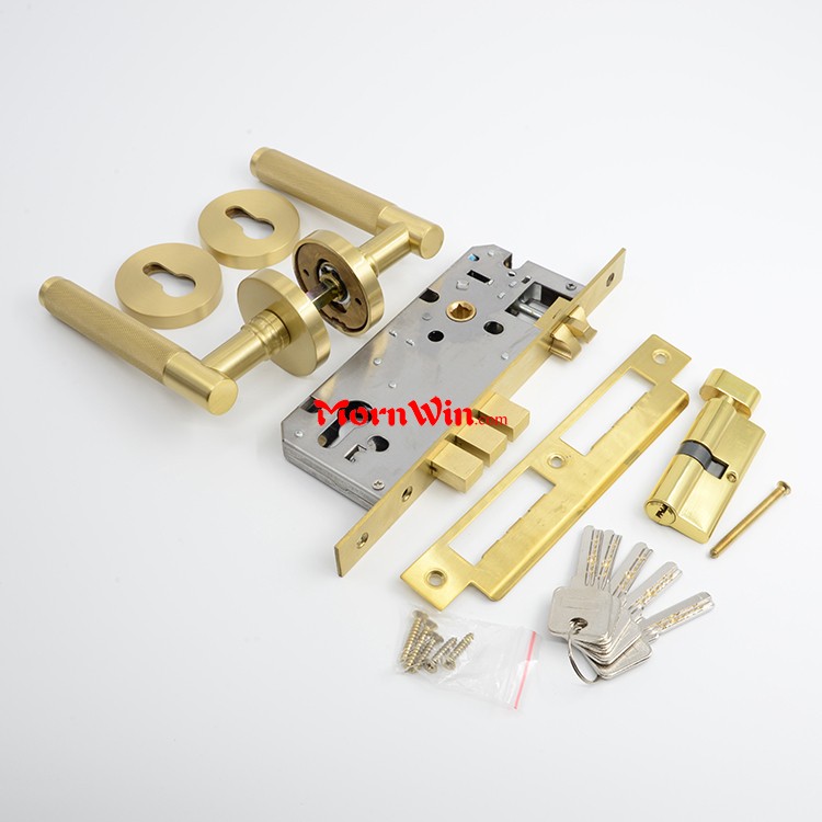 Solid brass mechanical mortise pure copper entrance door lock with keys