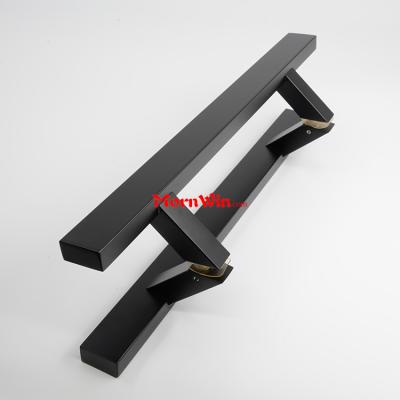 Square Matt Black 304 Door Pull Handles With 45 Degrees Feet