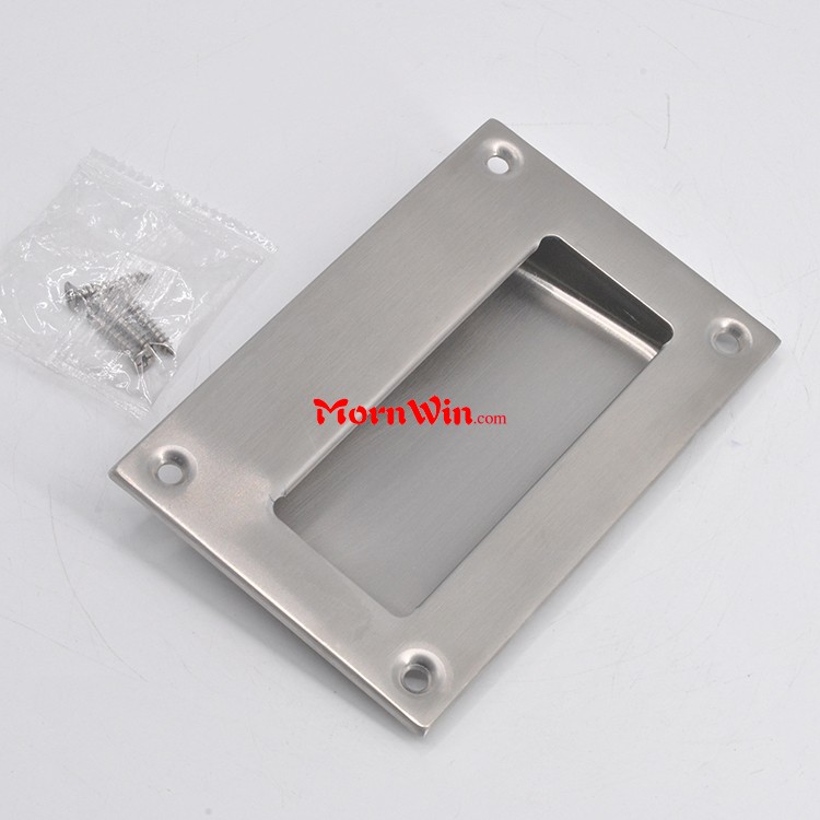 Square Satin Stainless Steel Concealed Fixing Square Pocket Cup Pull