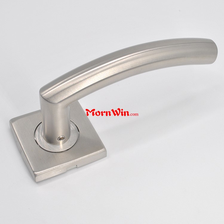 Stainless Steel Rectangular Lever Handle On Square Rose For Interior Door 